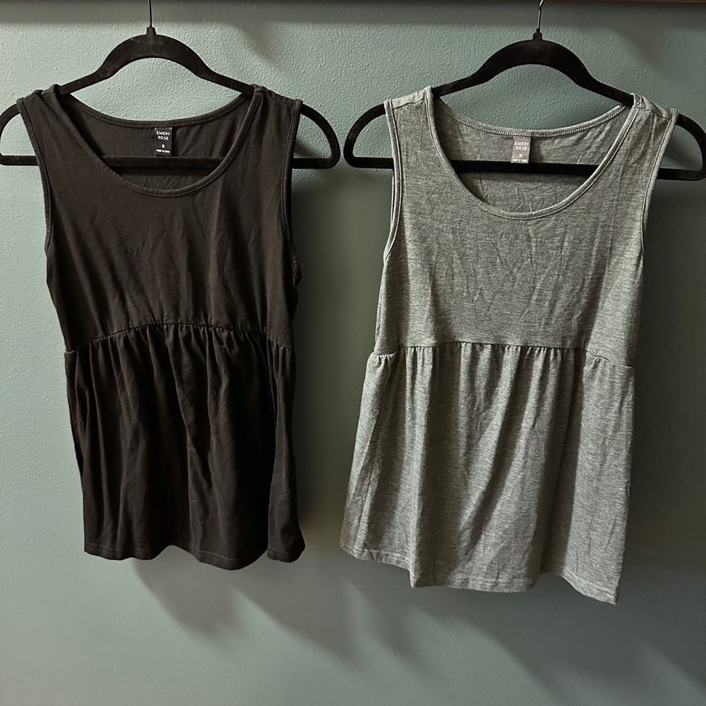 Emery Rose Women's Sleeveless Tops - Black and Green